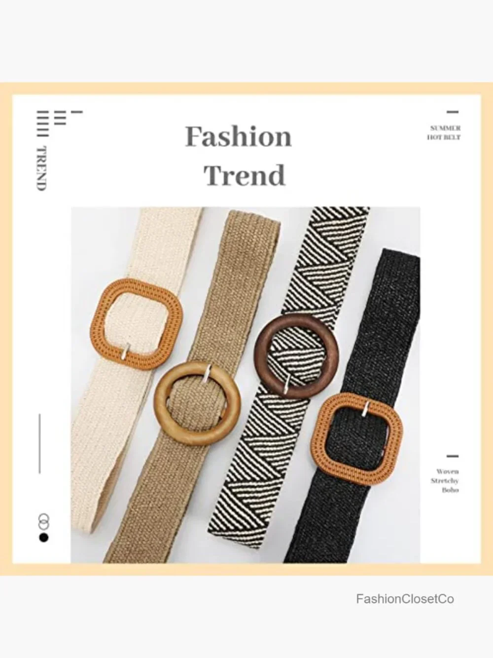 Straw Woven Elastic Stretch Waist Belt for Women Fashion Dress, Boho Braided